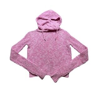 Hollister Pink Knit Hoodie Y2K Casual 2000s Festival Girly Barbie Romantic XS